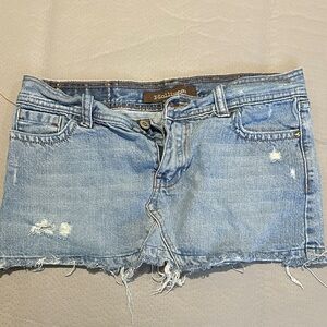 Hollister Women's Light Blue Distressed Denim Mini Skirt